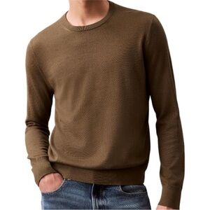 J Crew Merino Wool Sweater Brown Crewneck Slim Fit Outdoor Cabincore Men’s XL